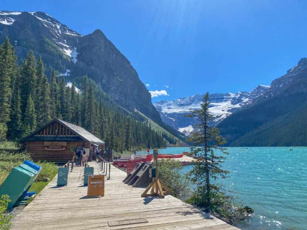 boats and dock at lake louise