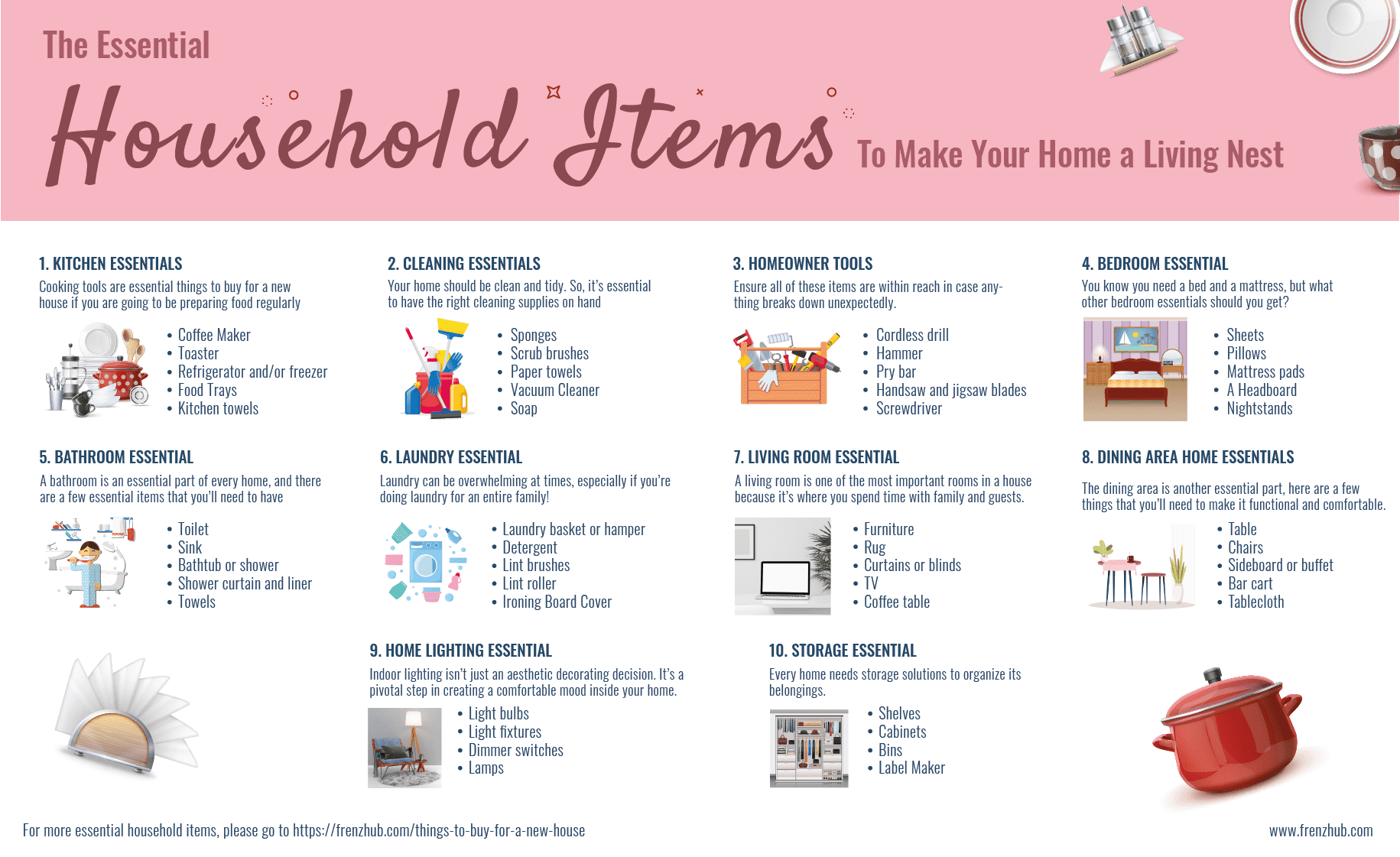 Essential Things to buy for a new home - Infographic