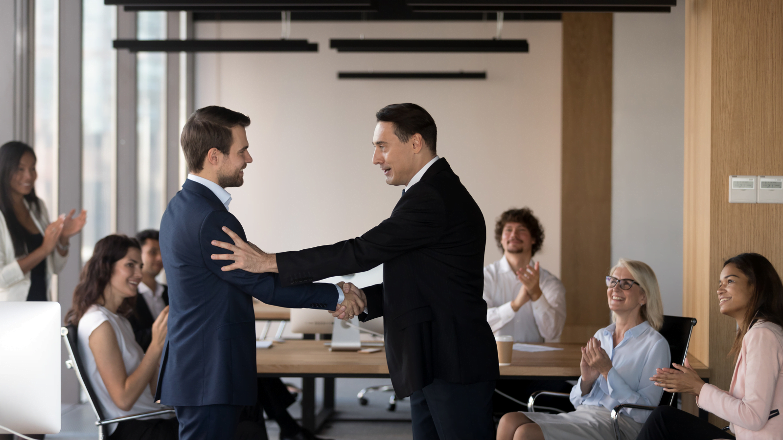 Company Boss Congratulate Employee Promotion