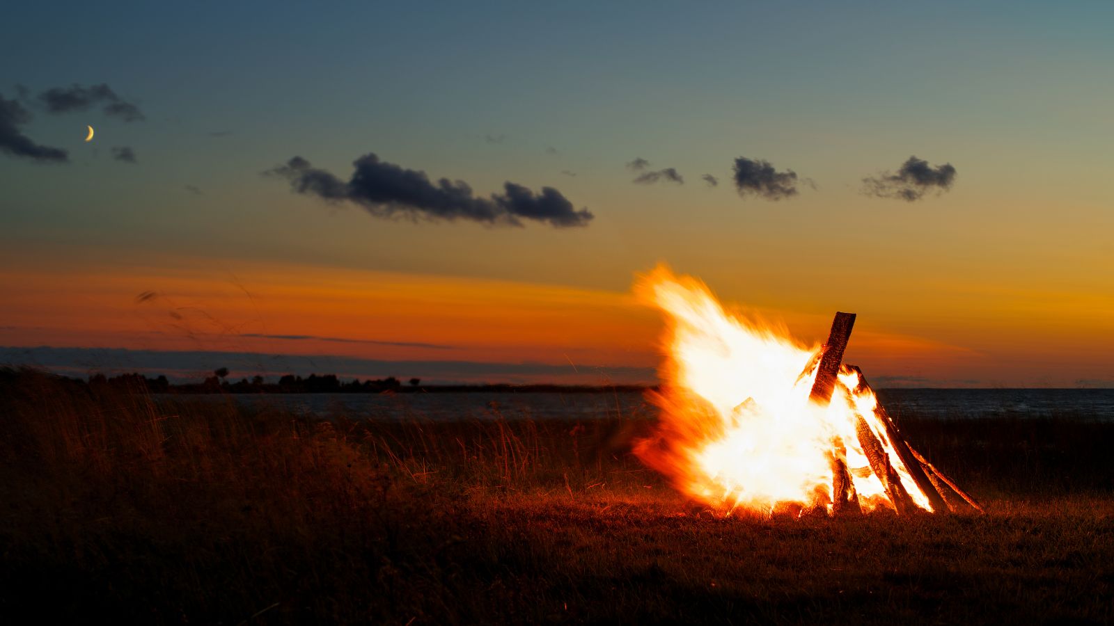 Beach Front Camping Bonfire