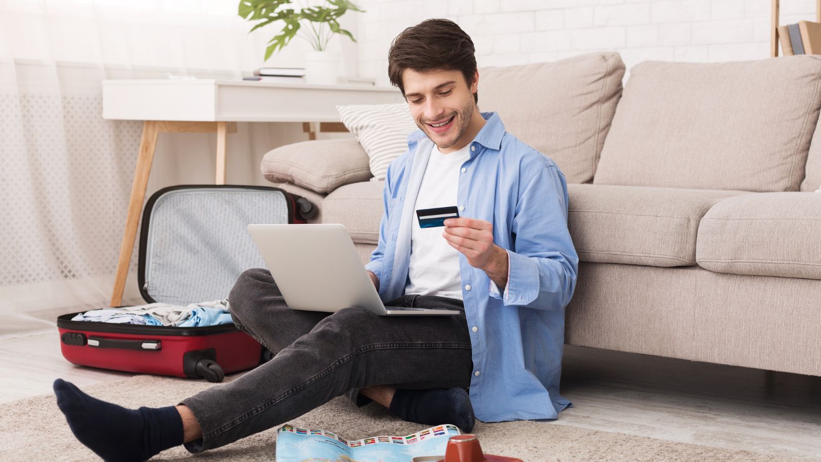 Man Booking Online For Vacation