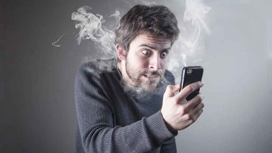 a man in shock with smoke from his nose