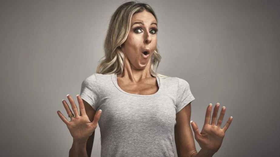 a woman in shock